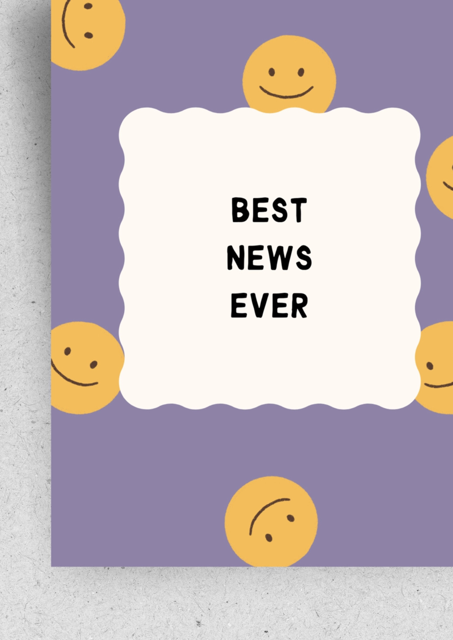 Glückwunschkarte 'Best News Ever' – Blanko Innen, 400 G/m² Recyclingkarton, Inkl. Umschlag